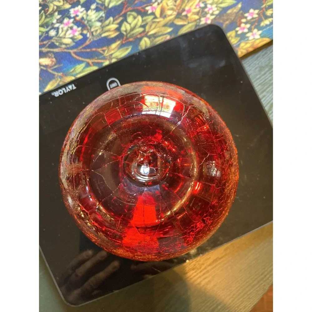 Vintage MCM Amberina Red Crackle Glass 6